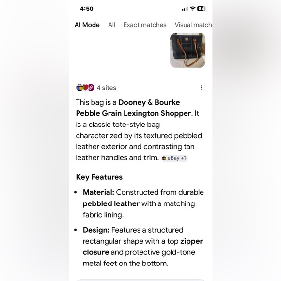 Dooney & Bourke Black Tote with Tan Straps - Picture 9 of 13